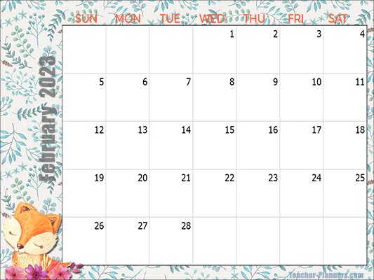 February Blank Calendar